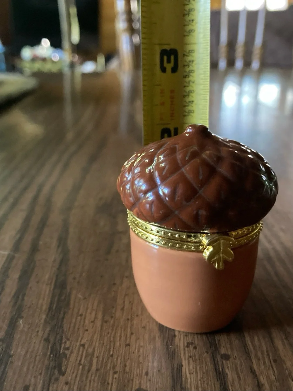Vtg 90s hallmark mini Acorn Trinket Box with Gold Accent